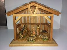 the nativity scene is made out of wood