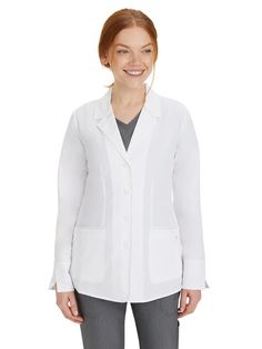 PRICES MAY VARY. The World's Best Fabric: Our White Coat Minimalist collection features our luxurious polyester-spandex 4-way stretch fabric that is lightweight, soft, and breathable. The high-quality polyester-spandex blend looks, stretches, and feels better than any polyester-cotton blends that you can find. Finally, the easy-care fabric gives you a professional, wrinkle-free appearance and is a breeze to clean. Just throw it in the wash and it’s good as new. Minimalist Design And Ultimate Dur Women's Lab Coat, Coat Details, White Lab Coat, Scrub Jackets, Dickies Women, Lab Coats, Coat White, White Lab, Healing Hands