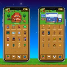 two smartphones with different types of games on them