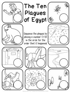 the ten plagues of egypt worksheet with pictures and words to help students learn how