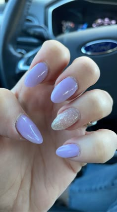 Lilac And Silver Nails, Glittery Purple Nails, Nails Roxo, Bright Nail Art, Lilac Nails, Formal Nails, Party Nails, Silver Nails, Bridal Nails