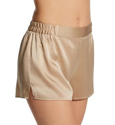 Indulge in the luxurious feel of these silk sleep shorts. Waistband has covered elastic at sides and back for a secure fit. Luxurious silk feels incredibly soft for comfort. Side vents provide an overall better fit. Self-lined leg hems. Inner tag gives fabric/care info. Lightweight, woven shorts are great to wear in warmer temperatures. Lovely for sleep and lounge. Loose fit. GINIA Women's Silk Sleep Short in Pink | Size Medium | HerRoom.com Satin Loungewear Shorts, Satin Lounge Shorts, Satin Loungewear Bottoms Short Length, Satin Shorts For Loungewear, Satin Short Bottoms For Loungewear, Satin Bottoms For Loungewear, Chic Silk Shorts, Elegant Satin Pajama Shorts For Loungewear, Elegant Short Silk Bottoms