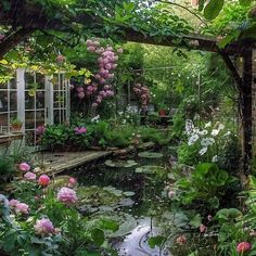 Pond Room Decor, Garden Inspo Aesthetic, Magical Cottage Garden, Fairytale Garden Aesthetic, Cottage With Pond, Witch Cottage Garden, Fairytale Cottage Garden, Magical Garden Aesthetic, Beautiful Gardens Magical