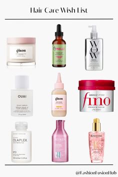 Wish List of hair care, powerful results on your hair✨ #WishList #HairCare #HairCareProducts Trendy Hair Products, Hair Care Wishlist, Haircare Wishlist, Hair Wishlist, Healthy Hair Products, Japanese Hair Care, Hair Care Essentials, Best Hair Products