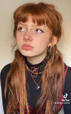 Short Fringe Bangs, Goth Piercings, Cool Piercings, Facial Piercings, Dull Hair, Alternative Hair, Hair Reference, Ginger Hair, Aesthetic Hair