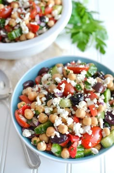 two bowls filled with different types of food