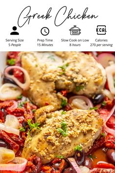 the recipe for greek chicken with olives, tomatoes and onions