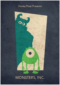 Disney Pixar wallpaper poster Marvel Retro Poster, Monsters Inc Movie, Retro Film Posters, Vintage Disney Posters, Disney Poster, Disney Movie Posters, Posters Decor, Poster Vintage Retro, Film Posters Art