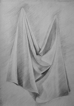 a pencil drawing of a draped cloth