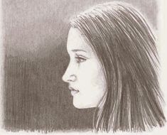 a pencil drawing of a girl with long hair