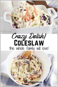 the coleslaw salad is ready to be eaten