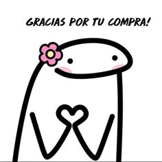 a cartoon character with a flower in her hair and the words gracias por tu compra