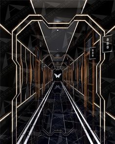 an image of a hallway that looks like it is going to be dark in the night