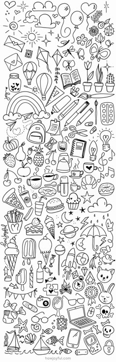 a large collection of doodles with different shapes and sizes