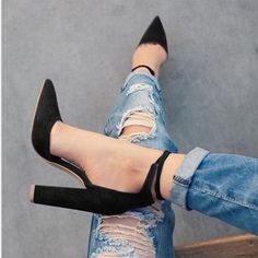 Home · Eoooh❣❣ · Online Store Powered by Storenvy Thick Heel Shoes, Strappy Pumps, Womens Sandals Summer, Ankle Strap Shoes, Strap Shoes, Pointed Toe Heels, Fashion High Heels, Black High Heels, Thick Heels