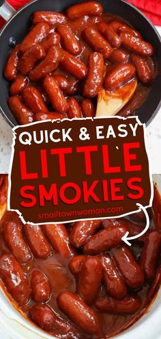 An easy recipe for a party! You can make this game day food in the crock pot, on the stovetop, or in the oven. Cooked in a slightly spicy BBQ glaze, this little smokies recipe is sure to be a hit. So addicting! Lil Smokies Recipes, Lil Smokies, Best Appetizer, July Recipes