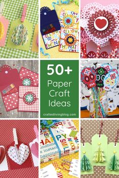 some crafts that are on display with the words 50 + paper craft ideas