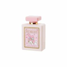 a small pink bottle with a bunny on it