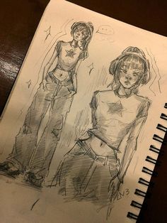 a drawing of two women standing next to each other