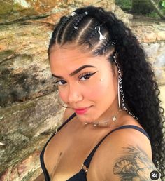 Curly Braided Hairstyles, Pretty Braids, Curly Hair Braids, Rave Hair, Cute Curly Hairstyles, Pretty Braided Hairstyles, Front Hair Styles, Curly Hair Inspiration, Curly Girl Hairstyles