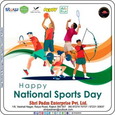 an advertisement for the national sports day with men playing tennis and holding rackets in their hands