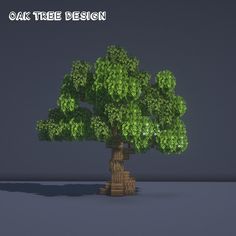 an image of a tree that is made out of pixellated trees and blocks with the words oak tree design on it