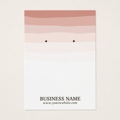 a business card with a pink and white striped pattern on the front, featuring two black dots