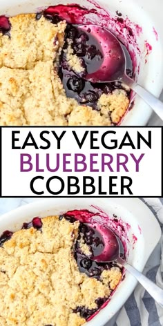 an easy vegan blueberry cobbler is ready to be eaten