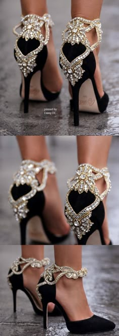 Emmy DE * Aminah Abdul Jillil crystal pumps // to die for // crystal heels // shoes // heels // black and gold heels // Beautiful Wedding Shoes, Crystal Pumps, Prom Shoes, Lifestyle Magazine