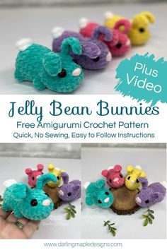 the jelly bean bunnies crochet pattern is shown