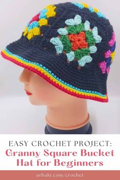 an easy crochet project granny square bucket hat for beginners is featured in the article