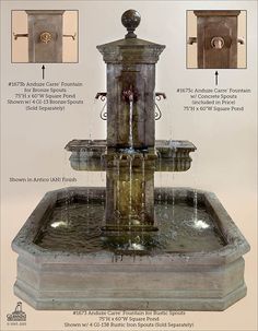 Anduze Carre Fountain with Square Pond Square Pond, Square Fountain, French Fountains, Water Cascade, Large Outdoor Fountains, Landscaping With Fountains, Modern Fountain, Indoor Water Garden, Outdoor Fountains