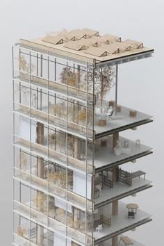 an architectural model of a building with multiple levels