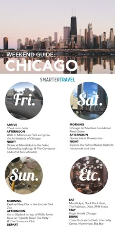 an advertisement for the chicago smart travel guide