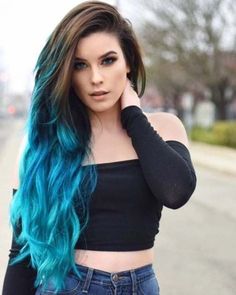 Looks like my hair Brown And Blue Hair, Lauren Calaway, Dip Dye Hair, Turquoise Hair, Spring Hair Color, Ombré Hair, Hair Color For Women