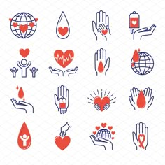 hand and heart icons on a white background