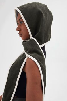 It’s the talk of the town, a 2nd time around. Our new hoody scarf will keep you warm and on trend this season. The scarf is connected to a hood – and our hood is connected to a scarf. And if you get bored with that, just reverse it to the other side - we’re giving you two looks in one! And, in this unique version, we’ve combined our dark green corduroy with white binding on one side and our blue checked cotton print on the other, reversible side. It’s all these details that make us distinctive a Hoody Scarf, Hoodie Scarf, Green Corduroy, Japanese Cotton, Head Accessories, Blue Check, One Sided, The Other Side, Dark Green