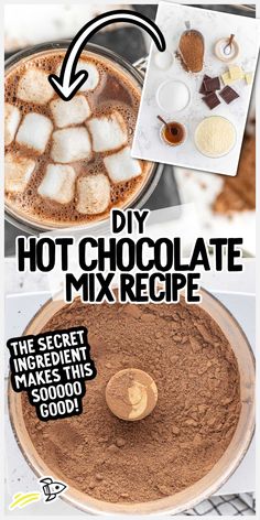 the ingredients to make hot chocolate mix in a blender and how to use it