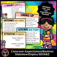 classroom expectations poster with text and pictures for students to help them learn how to use the word