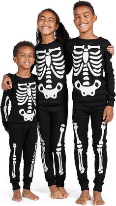 Made of 100% cotton jersey, these pajamas are the coziest choice for bedtime Kids Halloween Pajamas, Skeleton Costume