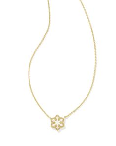 Snowflake Gold Short Pendant Necklace in White Kyocera Opal | Kendra Scott Christmas Kendra Scott, First Snowfall, Short Pendant Necklace, Preppy Jewelry, Snowflake Necklace, Bar Jewelry, Gold Shorts