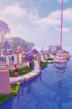 Minecraft Spawn Ideas Aesthetic, Magical Minecraft Builds, Minecraft Path Ideas, Minecraft Purple, Minecraft Path, Build Cute, Minecraft Park, Cute Minecraft, Minecraft Kingdom