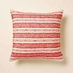 18"x18" Textured Dot Stripe Square Throw Pillow Red/Tan - Hearth & Hand™ with Magnolia Magnolia Farmhouse, Living Room Throws, Hearth & Hand With Magnolia, Red Throw, Chenille Throw, Red Throw Pillows, Jute Area Rugs, Christmas Plaid, Fur Throw Pillows