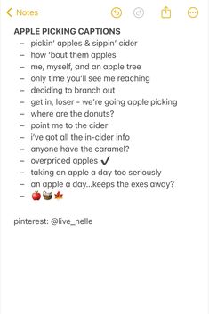 an iphone screen with the text apple picking captions