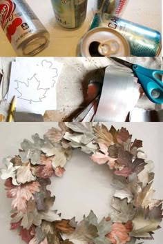 the process of making a wreath out of leaves