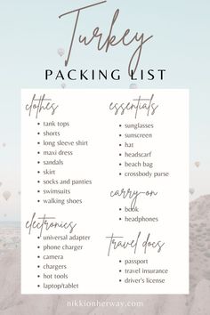 the turkey packing list with balloons in the background