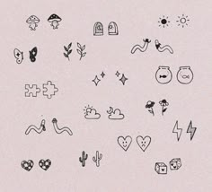 an assortment of doodle designs on a piece of paper with the word love written in it