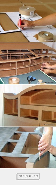 the process of making a cabinet out of plywood and paper machils is shown