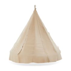 a large beige tent hanging from a hook