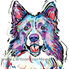 a colorful drawing of a dog's face